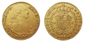 MONARQUÍA ESPAÑOLA
CARLOS IV
4 Escudos. AV. Madrid MF. 1792. 13,44 g. Cal.202. MBC.