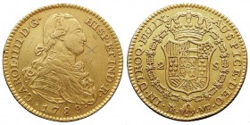 MONARQUÍA ESPAÑOLA
CARLOS IV
2 Escudos. AV. Madrid MF. 1789. 6,73 g. Cal.323. Rayitas en anv., si no MBC+.