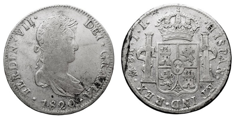 MONARQUÍA ESPAÑOLA
FERNANDO VII
8 Reales. AR. Méjico JJ. 1820. 26,91 g. Cal.56...