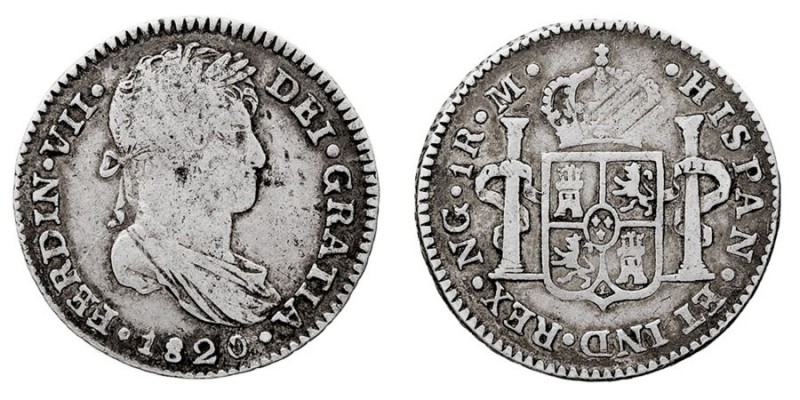 MONARQUÍA ESPAÑOLA
FERNANDO VII
Real. AR. Guatemala M. 1820. 3,28 g. Cal.1123....