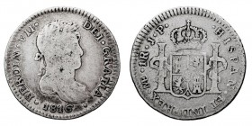 MONARQUÍA ESPAÑOLA
FERNANDO VII
Real. AR. Lima JP. 1816. 3,52 g. Cal.1135. BC+.