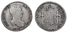 MONARQUÍA ESPAÑOLA
FERNANDO VII
Real. AR. Lima JP. 1818. 3,34 g. Cal.1137. MBC-.