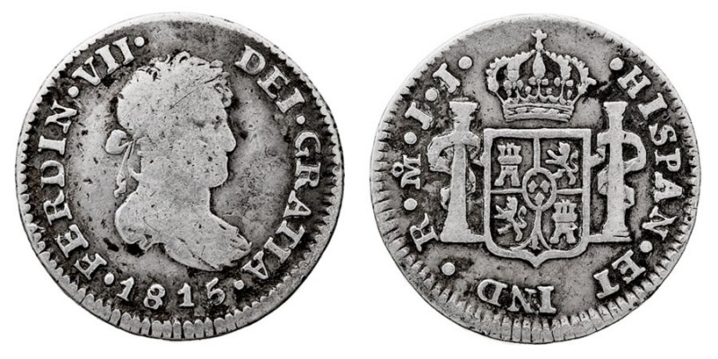 MONARQUÍA ESPAÑOLA
FERNANDO VII
1/2 Real. AR. Méjico JJ. 1815. 1,62 g. Cal.134...