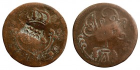 MONARQUÍA ESPAÑOLA
FERNANDO VII
Quarto. AE. Caracas. 1817. Resellada. Cal.1509. Interesante. MBC-.