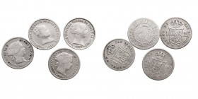 MONARQUÍA ESPAÑOLA
ISABEL II
Real. Lote de 4 monedas. AR. 1849 Madrid, 1853 Sevilla, 1857 Barcelona y 1864 Sevilla. MBC+ a MBC-.