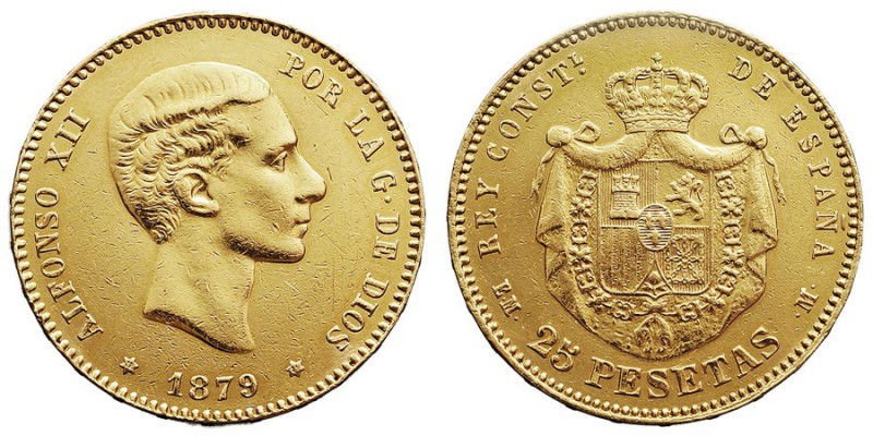 CENTENARIO DE LA PESETA
ALFONSO XII
25 Pesetas. AV. 1879 *18-79 EMM. 8,06 g. C...