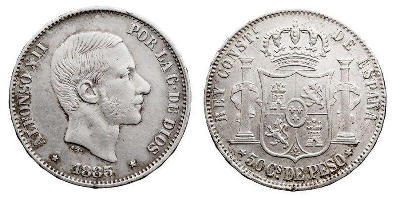 CENTENARIO DE LA PESETA
ALFONSO XII
50 Centavos de Peso. AR. Filipinas (acuñad...