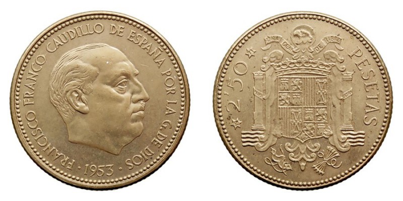 CENTENARIO DE LA PESETA
ESTADO ESPAÑOL
2,5 Pesetas. AE. 1953 *19-71. Cal.73. M...