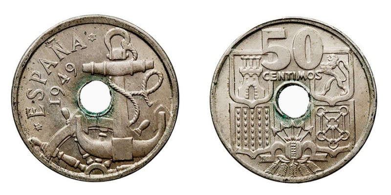 CENTENARIO DE LA PESETA
ESTADO ESPAÑOL
50 Céntimos. Cuproníquel. 1949 *19-56. ...