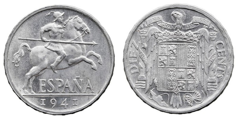 CENTENARIO DE LA PESETA
ESTADO ESPAÑOL
10 Céntimos. Aluminio. 1941. Variante P...