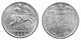 CENTENARIO DE LA PESETA
ESTADO ESPAÑOL
10 Céntimos. Aluminio. 1945. Cal.130. Pleno brillo original. SC.