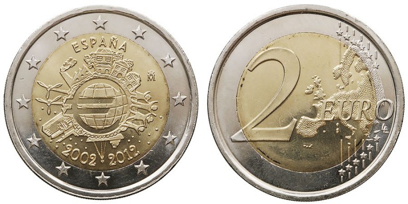 CENTENARIO DE LA PESETA
JUAN CARLOS I
2 Euros. Cuproníquel. 2012. Variante de ...