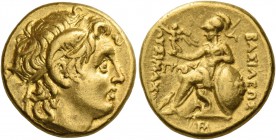 Kings of Thrace, Lysimachus, 323 – 281 and posthumous issues. Stater, Alexandria Troas circa 297/6-282/1 BC, AV 8.58 g. Diademed head of deified Alexa...