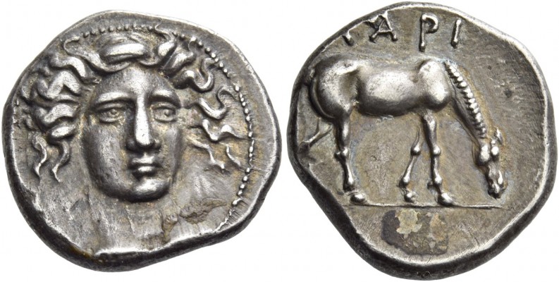 Thessaly, Larissa. Drachm 348-336 BC, AR 6.04 g. Facing head of nymph, slightly ...