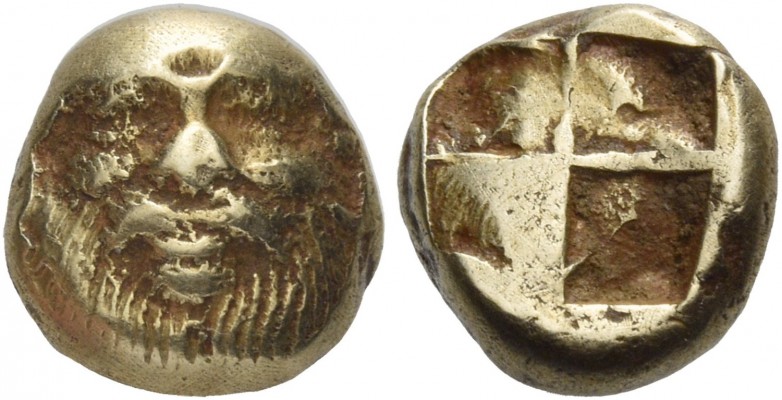 Ionia, Phocaea. Hecte circa 521-478 BC, EL 2.60 g. Facing head of silenus. Rev. ...
