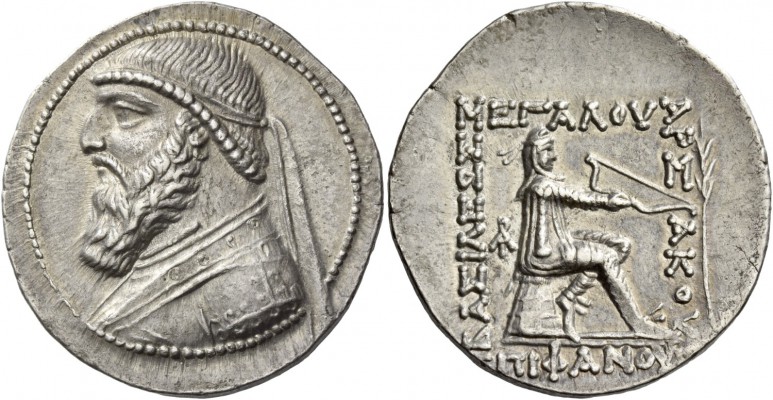 Kings of Parthia, Mithradates II, 121-91. Tetradrachm, Seleukeia on the Tigris c...