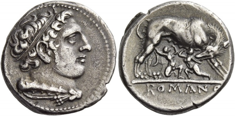 Didrachm, Neapolis (?) after 276, AR 6.77 g. Head of Hercules r., hair bound wit...
