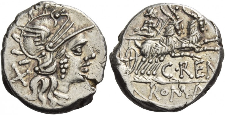 Denarius 138, AR 4.13 g. Helmeted head of Roma r.; behind, X. Rev. Juno in biga ...
