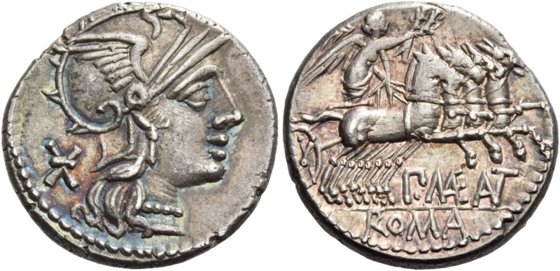 P. Maenius M. f. Antias or Antiaticus. Denarius 132, AR 3.89 g. Helmeted head of...