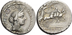 C. Annius. Denarius, North-Italy 82-81, AR 3.90 g. C·ANNI·T·F·T·N· PRO·COS·EX·S·C Diademed and draped female bust r.; below, D·. Bead and reel border....