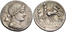 L. Farsuleius Mensor. Denarius 75, AR 3.92 g. MENSOR Diademed and draped bust of Libertas r.; behind, S·C / pileus. Rev. Warrior holding spear and rei...