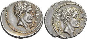 Q. Pompeius Rufus. Denarius 54, AR 3.81 g. SVLLA·COS Head of Sulla r. Rev. Q·POM·RVFI Head of Q. Pompeius Rufus r.; behind, RVFVS·COS. Babelon Corneli...