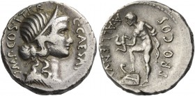 C. Iulius Caesar and A. Allienus. Denarius, Sicily 47, AR 4.07 g. C·CAESAR – IMP·COS·ITER Diademed and draped bust of Venus r. Rev. A·ALLIENVS – PRO·C...