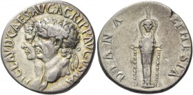 Claudius, 41 – 54. Cistophoric tetradrachm, Ephesus 50-51, AR 10.94 g. Jugate busts of Claudius, laureate, and Agrippina l. Rev. Cult figure of Diana ...