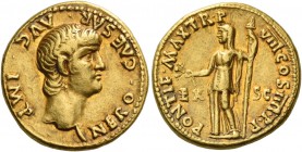 Nero augustus, 54 – 68. Aureus circa December 61 – December 62, AV 7.61 g. Bare head r. Rev. Ceres, veiled and draped, standing l., holding two corn e...