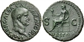 Galba, 68 – 69. As July 68-January 69, Æ 9.88 g. IMP SER GALBA CAESAR AVG TR P Bare head r. Rev. VESTA / S – C Vesta seated l., holding Palladium and ...