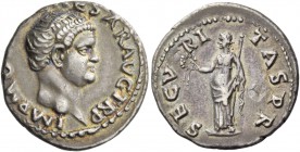 Otho, January – April 69. Denarius January-April 69, AR 3.29 g. Bare head r. Rev. Securitas standing l., holding wreath and sceptre. C 17. RIC 8. Wond...