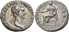 Nerva, 96-98. Denarius 96, AR 3.17 g. Laureate head r. Rev. Fortuna seated l. holding sceptre in l. hand and branch in r. C 76. RIC 5. Old cabinet ton...