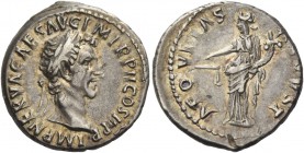 Nerva, 96-98. Denarius 97, AR 3.49 g. Laureate head r. Rev. Aequitas standing l. holding scales in r. hand and cornucopiae in l. C 9. RIC 25. Light ir...