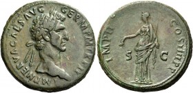 Nerva, 96-98. Sestertius 98, Æ 23.49 g. Laureate head r. Rev. Libertas standing l., holding sceptre and pileus. C 90. RIC 106 (COS III, in error). Lov...
