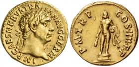 Trajan, 98 – 117. Aureus 101-102, AV 6.74 g. Laureate head r. Rev. Hercules naked standing facing, holding club in r. hand and lion's skin in l. C 231...