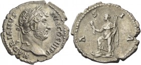 Hadrian, 117 – 138. Denarius 134-138, AR 2.89 g. Laureate head r. Rev. Asia standing l., foot on prow, holding hook and rudder. C 189. RIC 301. About ...