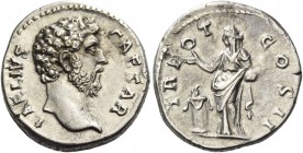 Aelius caesar, 136 – 138. Denarius 137, AR 3.31 g. Bare head r. Rev. Pietas standing l., raising r. hand over altar. C 53. RIC Hadrian 432. About extr...
