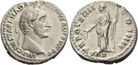 Antoninus Pius augustus, 138 – 161. Denarius 150-151, AR 3.40 g. Laureate head r. Rev. Pax veiled, standing l., holding branch and sceptre. C 582. RIC...