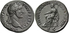 Antoninus Pius augustus, 138 – 161. Sestertius 152-153, Æ 27.15 g. Laureate head r. Rev. Indulgentia seated l., holding transversal sceptre in l. hand...