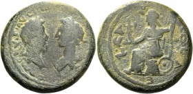 Marcus Aurelius augustus, 161 – 180. Bronze, Aelia Capitolina 161-180, Æ 20.78 g. Confronted busts of Marcus Aurelius and Commodus, both laureate. Rev...