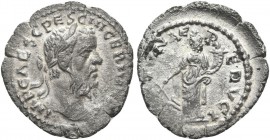 Pescennius Niger, 193 – 194. Denarius, Antiochia 193-194, AR 3.03 g. Laureate head r. Rev. Fortuna standing l., holding rudder and cornucopiae. C 28. ...