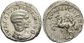 Julia Domna, wife of Septimius Severus. Denarius 211-217, AR 3.18 g. Draped bust r. Rev. Luna, with crescent on head and cloak floating around her hea...