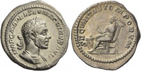 Macrinus, 217 – 218. Denarius 217-218, AR 3.84 g. Laureate and cuirassed bust r. Rev. Securitas seated l., holding sceptre and resting head in hand, l...