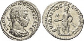 Elagabalus, 218 – 222. Denarius 220-222, AR 2.69 g. Laureate and draped bust r. Rev. Elagabalus standing l., sacrificing over tripod holding patera an...