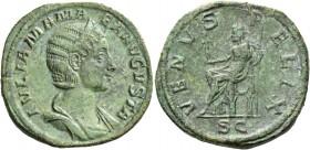Julia Mamea, mother of Severus Alexander. Sestertius 224, Æ 24.03 g. Diademed and draped bust r. Rev. Venus seated l., holding Victory and and sceptre...