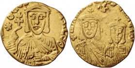 Theophilus, 2 October 829 – 29 January 842, with colleagues from 830 or 831. Solidus circa 830/1-840, AV 4.25 g. Bearded bust of Theophilus facing, we...