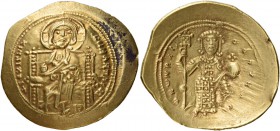 Constantine X Ducas, 1059-1067. Histamenon nomisma circa 1059-1067, AV 4.39 g. Christ, nimbate, enthroned facing. Rev. Emperor standing facing, wearin...