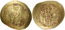 Constantine X Ducas, 1059-1067. Histamenon nomisma circa 1059-1067, AV 4.37 g. Christ, nimbate, enthroned facing. Rev. Emperor standing facing, wearin...
