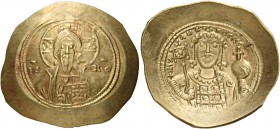 Michael VII, Ducas October 1071 – 31 March 1078, with colleagues from 1074. Histamenon 1071-1078, AV 4.43 g. Bust of Christ facing, nimbate, raising r...