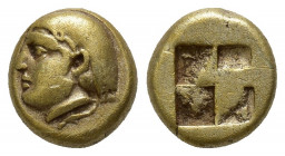 IONIA, Phokaia. Circa 387-326 BC. Hekte (Electrum, 10mm, 2.5 g). Head of Aphrodite to left, with her hair in a sakkos; below, seal swimming left. Rev....